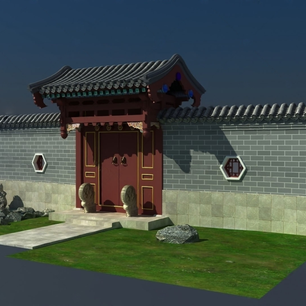 新中式大门3D模型